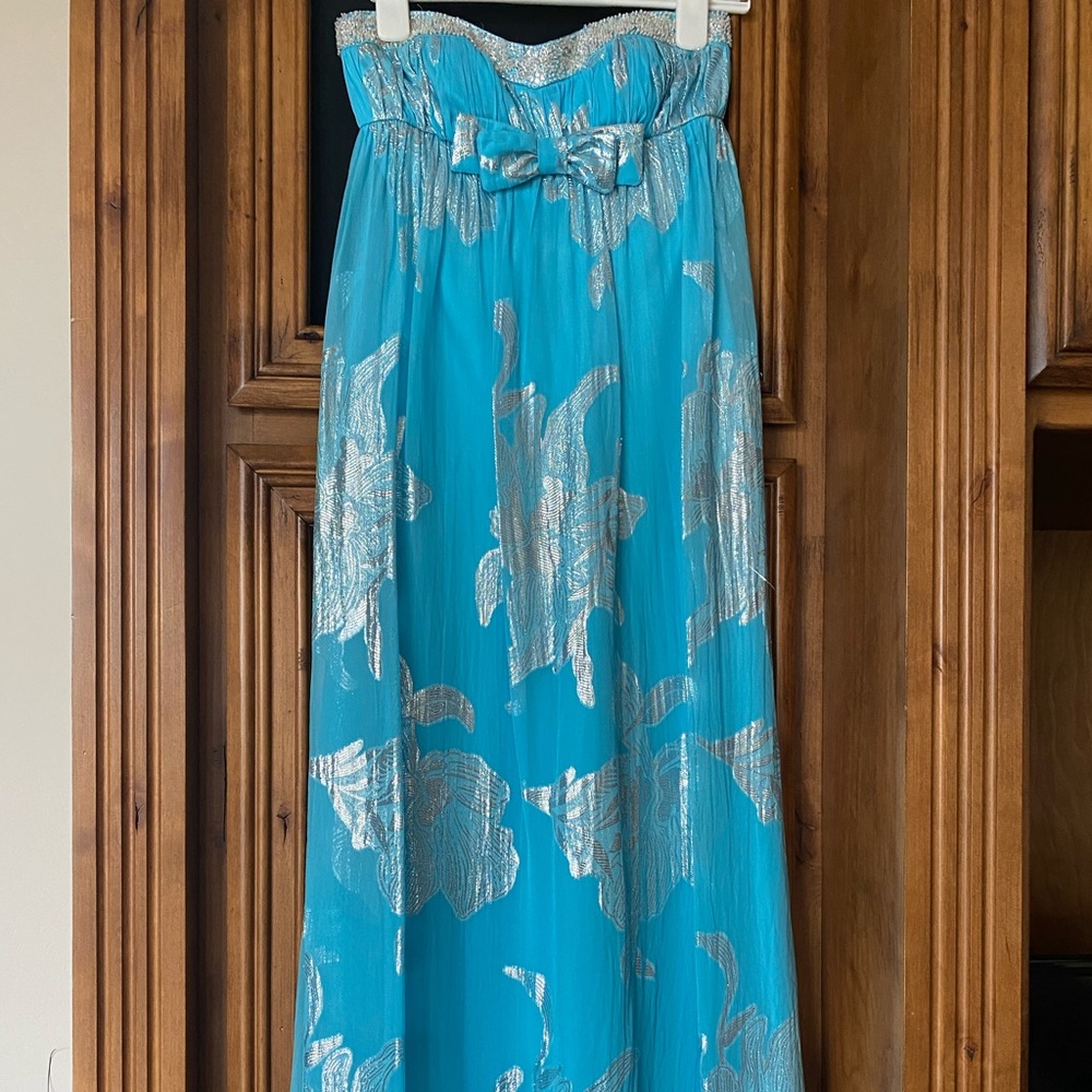 Gorgeous Blue and Silver Detailed Dress